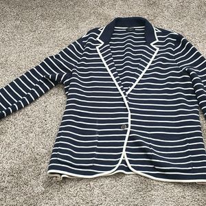 Talbot's Navy striped Sweater Jacket 1X